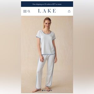 Lake pajama set in blue/green stripe